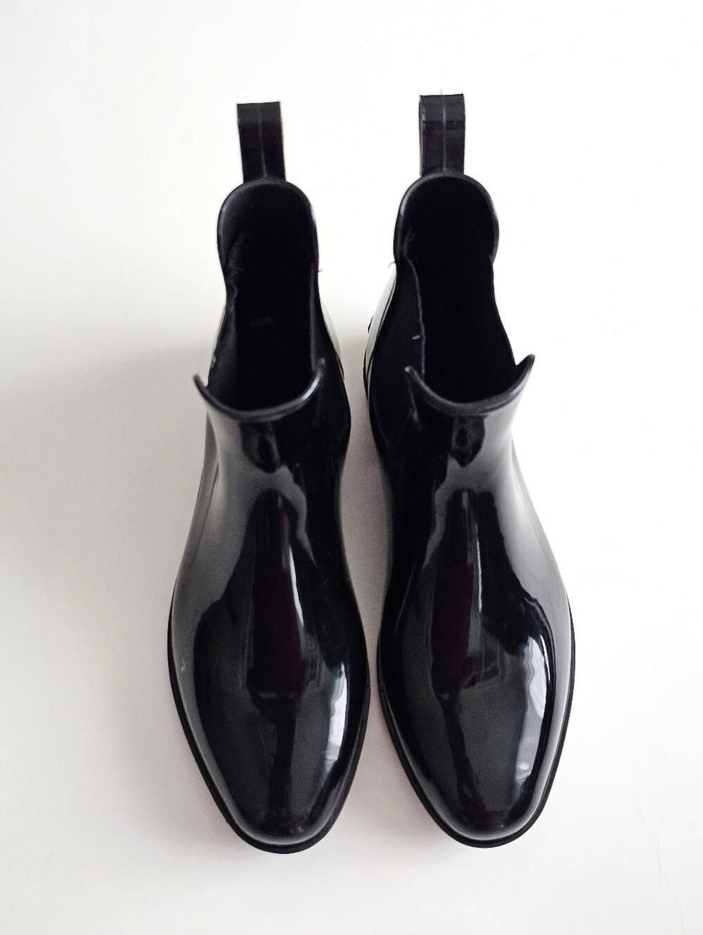 Lauren Ralph Lauren Tally Black Glossy Chelsea Rain Boots Size 7B